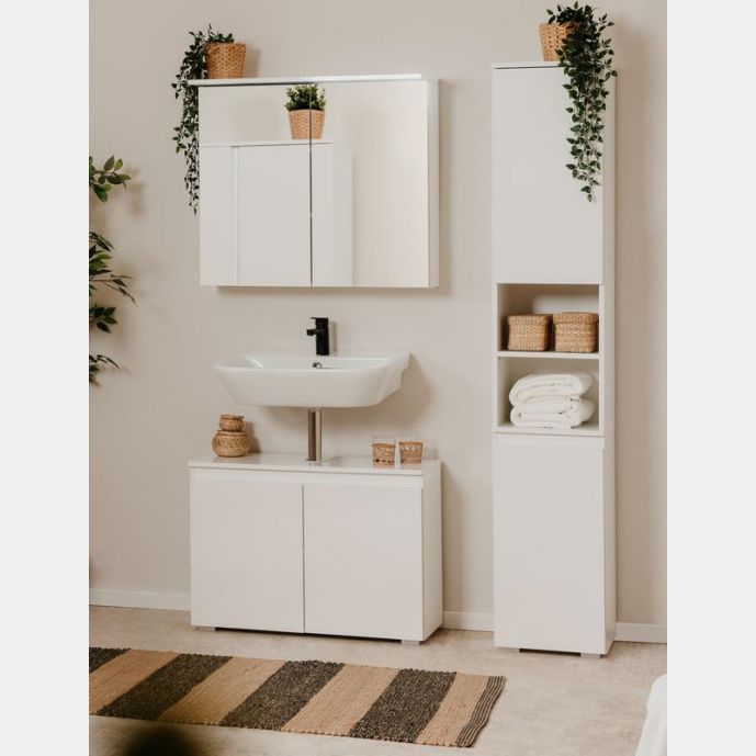 Moderno Mobile da bagno finitura Bianco con specchio