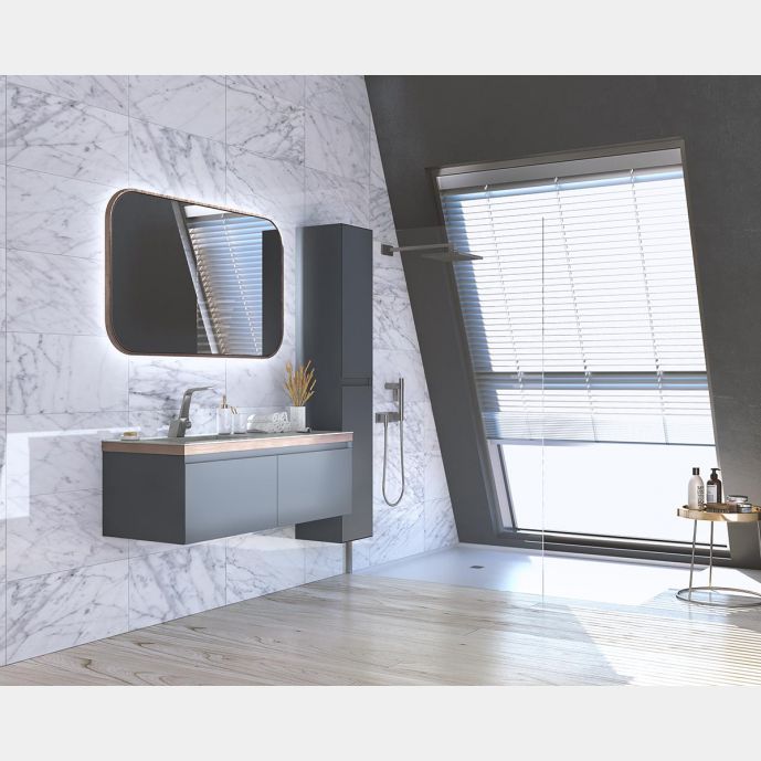 Mobile sospeso con lavabo integrato, finitura Grigio grafite