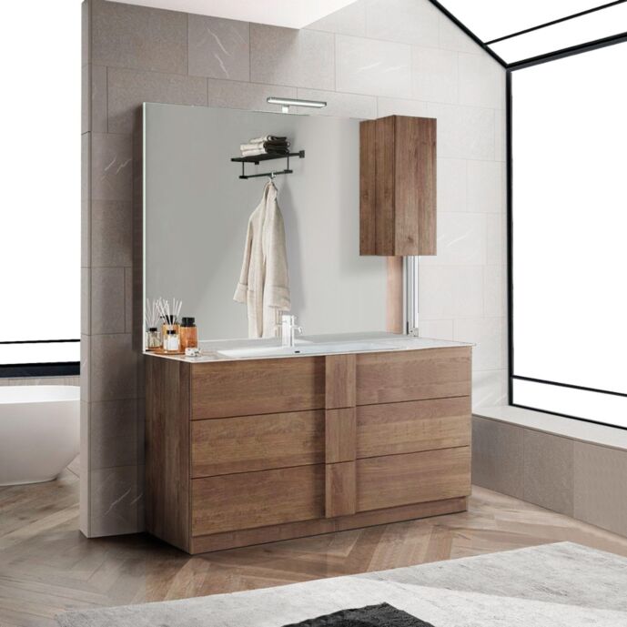 Spazioso Mobile da bagno 3 cassetti L.100 cm, finitura Mercure 