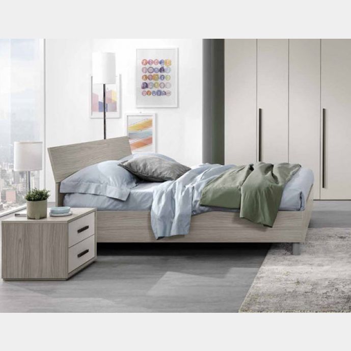 Letto matrimoniale, finitura grigio resina, made in Italy