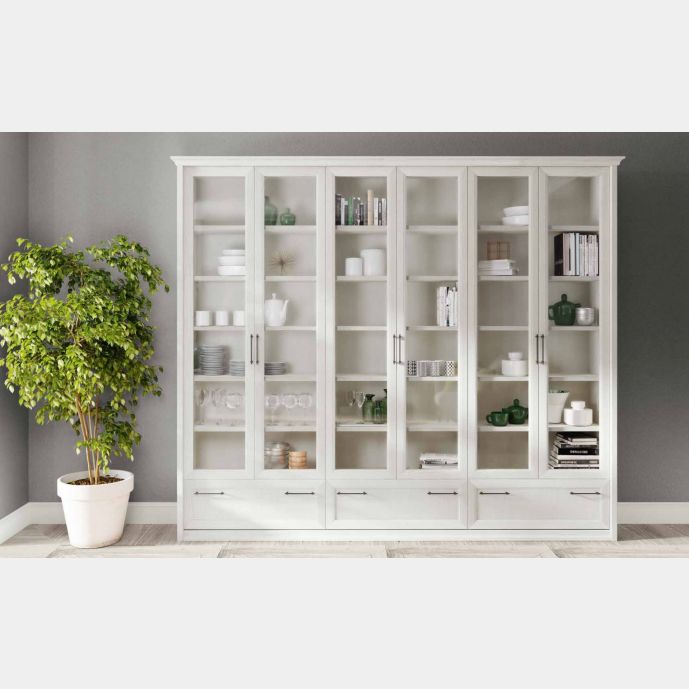 Elegante, funzionale e spaziosa Libreria, 6 ante, colore bianco