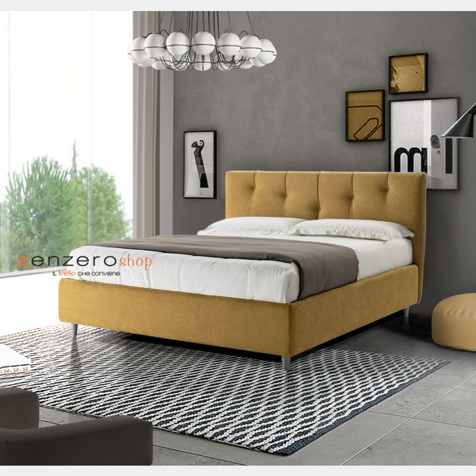 Letto contenitore Korban in tessuto in finitura  giallo ocra