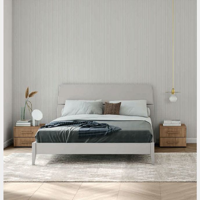 Letto matrimoniale Grigio dorian con testata curva 