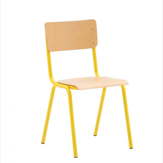 Sedia con fusto giallo con seduta e schienale tinta naturale
