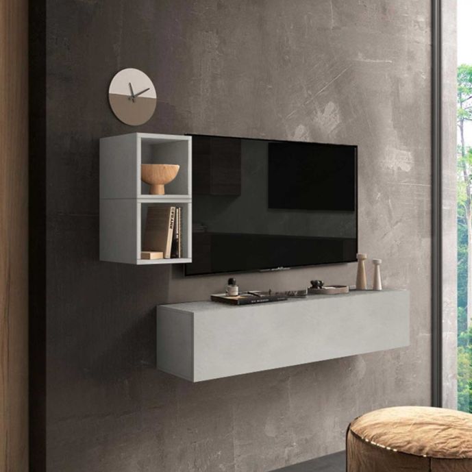 Nuova parete porta tv in finitura Gesso