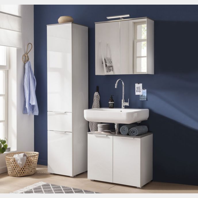 Moderno Mobile da bagno finitura Bianco con specchio