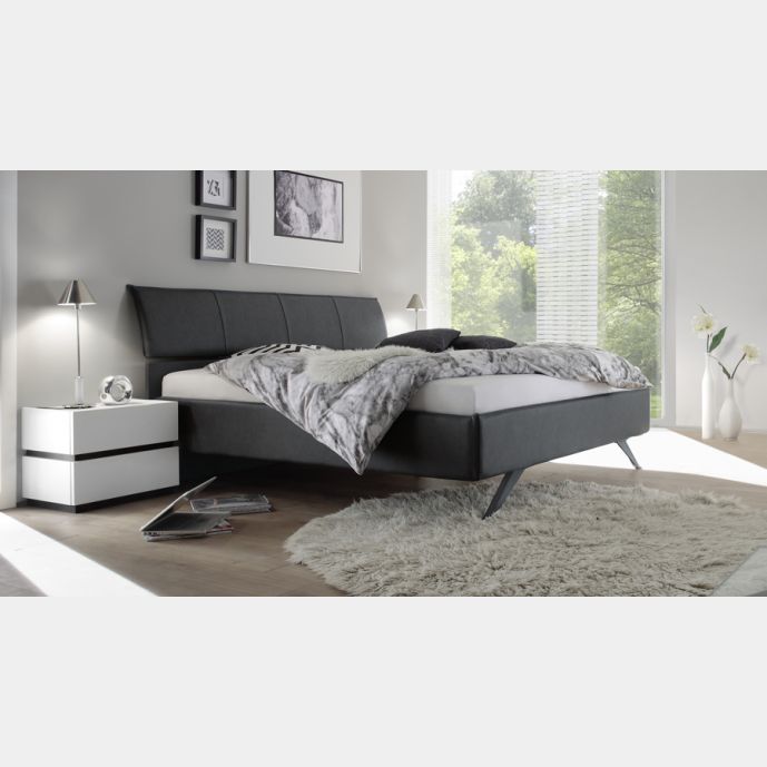 Letto imbottito Titanium in ecopelle antracite