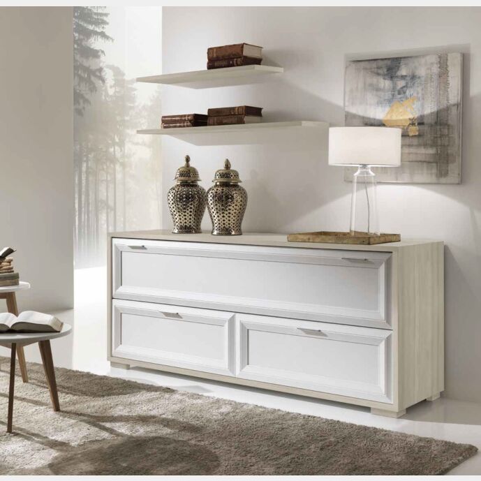 Credenza classica Olmo e Bianco con ribalta e 2 cassetti 