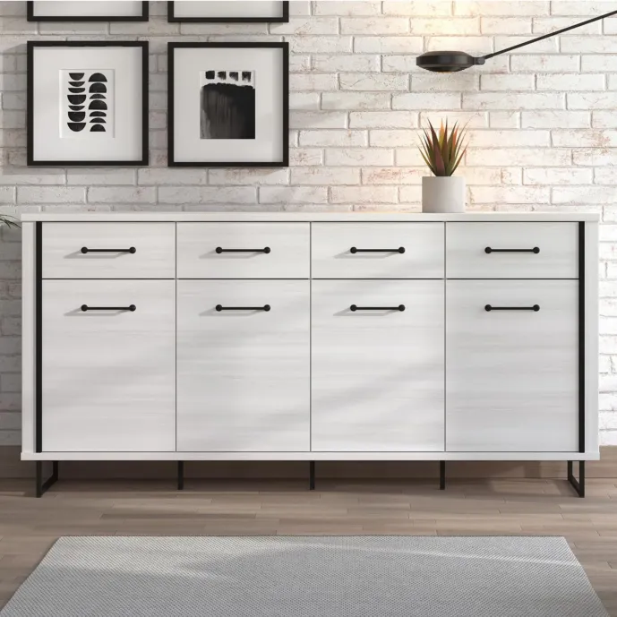 credenza bianco frassino con cassetti