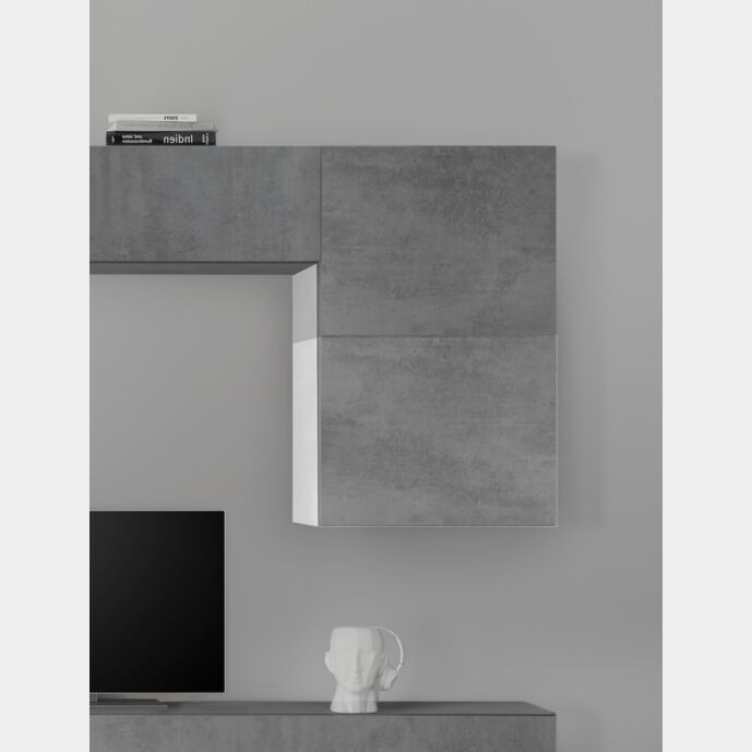 Elemento Cubo Un Anta, Design Moderno, Bianco e Beton