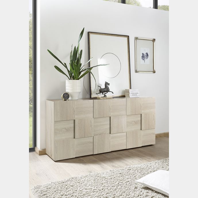 Credenza Moderna, Madia di Design, 3 ante, Rovere Samoa