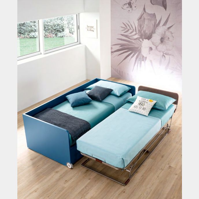 Divano letto Fillet Moretti Compact con secondo letto estraibile, Blu navy