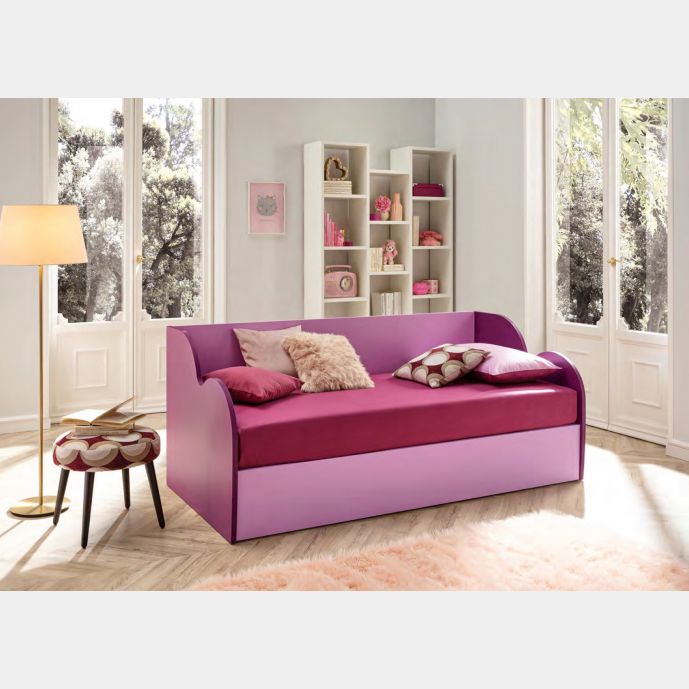 Divano letto Air Moretti Compact con contenitore, finitura Lampone e Lilla