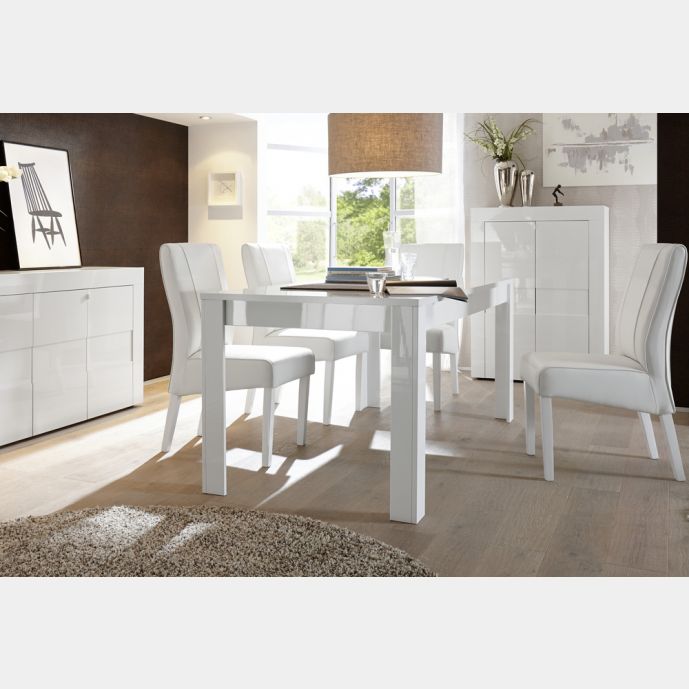 Tavolo MADE IN ITALY  allungabile da 140 o 180 cm in bianco lucido