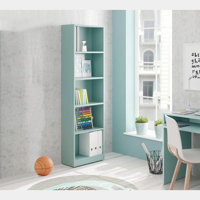 Librerie colorate: libreria 4 ripiani, finitura verde acqua