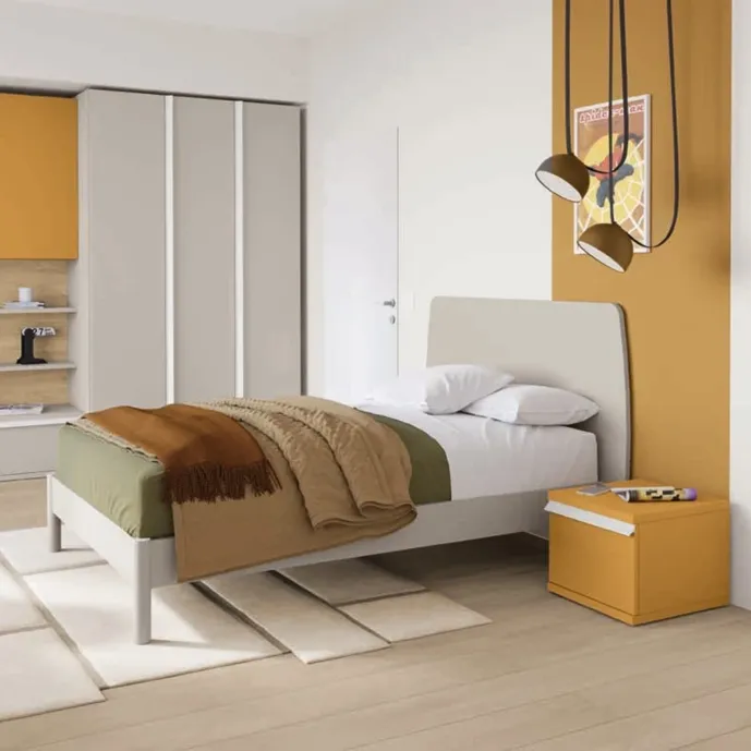 letto singolo grigio