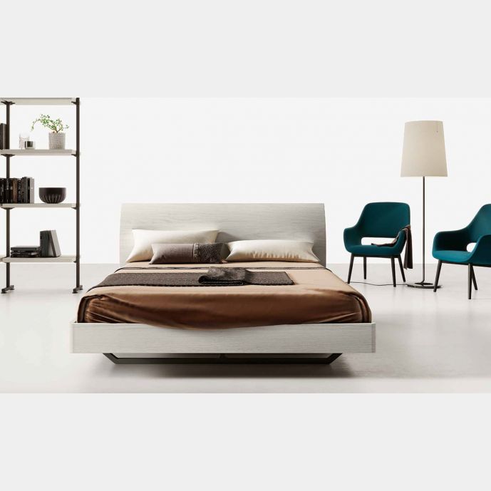 Letto Moorea Bianco altea, con testata curva