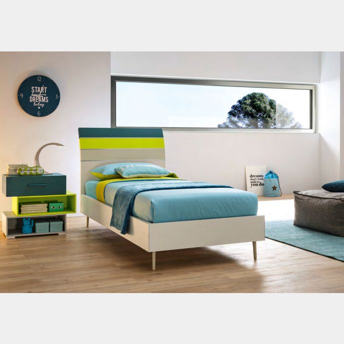 Letto singolo Bis con testata in legno, Moretti Compact