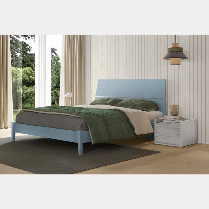 Letto matrimoniale Rovere gesso con testata curva 