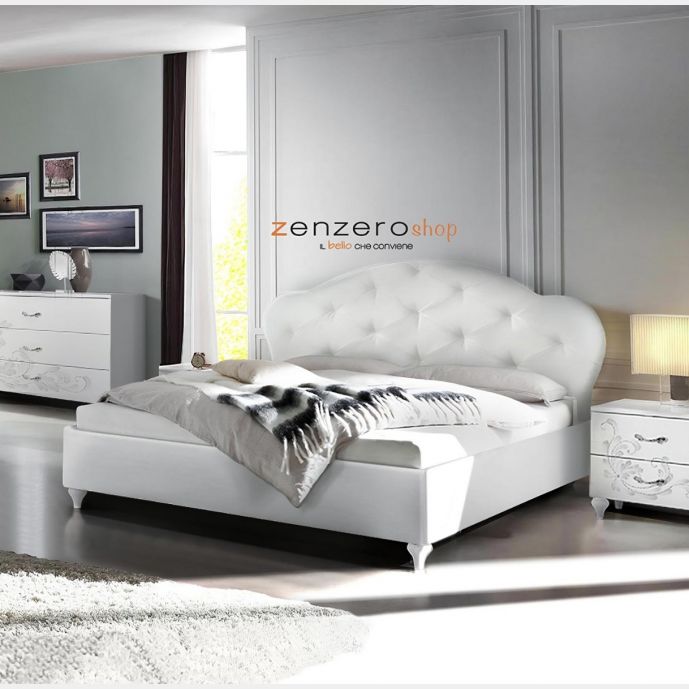 letto bianco contemporaneo