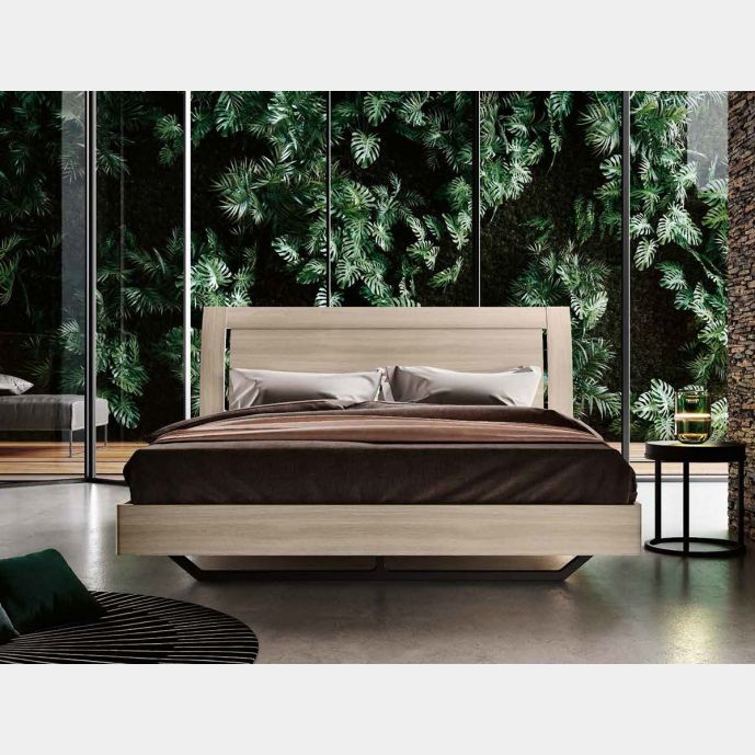 Letto matrimoniale legno, finitura Olmo natura