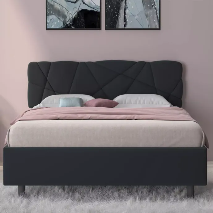 letto matrimoniale grigio con contenitore