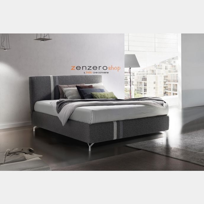 Letto contenitore Hamal in tessuto in finitura grigio cenere, grigio seta ed antracite