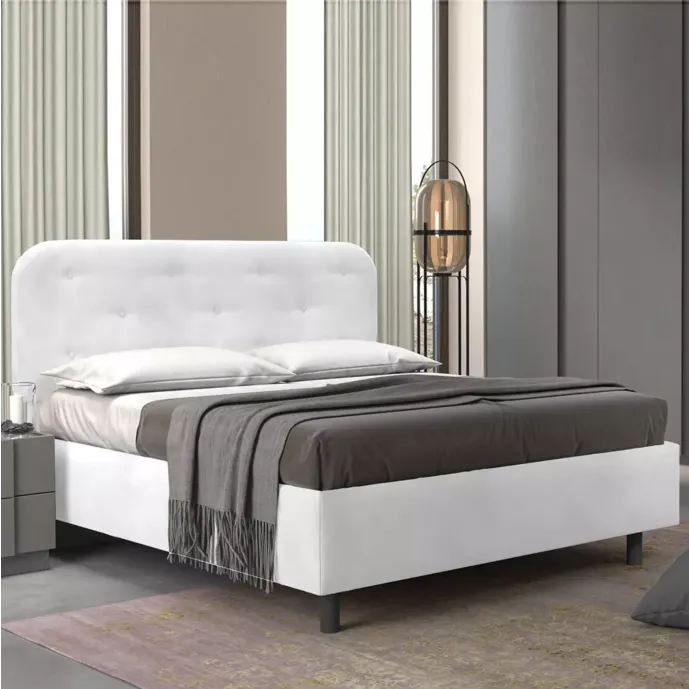 letto ecopelle bianco 1 piazza e mezza contenitore