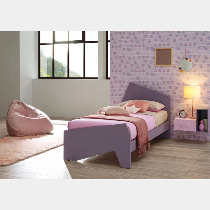 Letto singolo Bella con testata e pediera Moretti Compact, finitura Mora