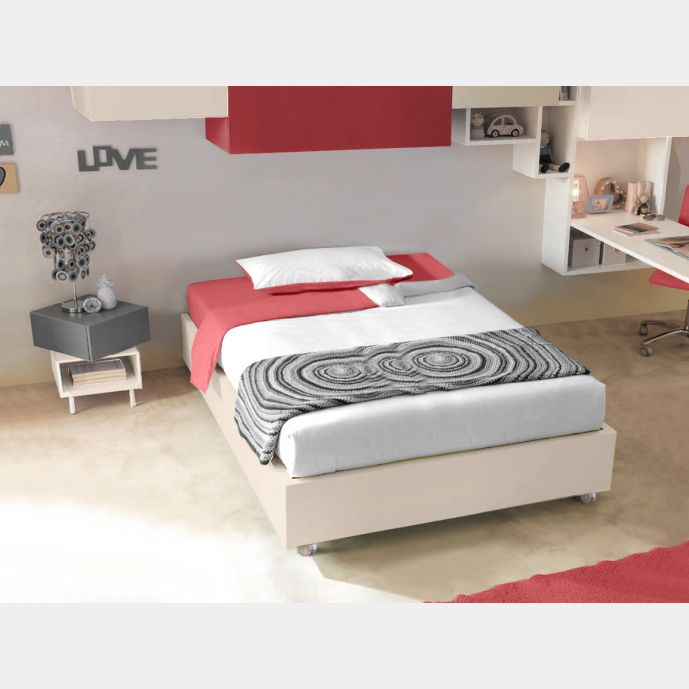 Letto 140 x 200 sommier con ruote Moretti Compact, finitura Champagne