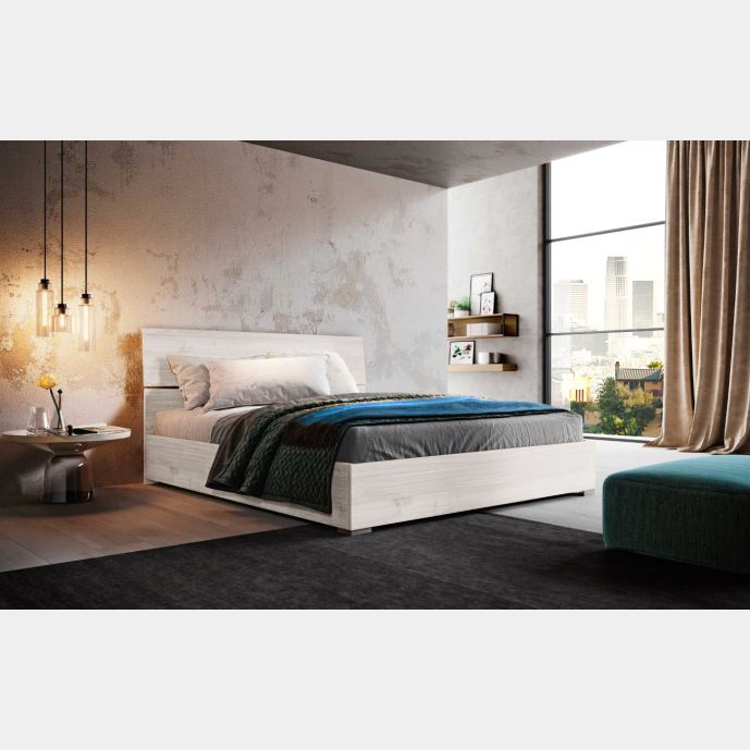 Letto matrimoniale Metiz con contenitore, finitura Bianco Altea