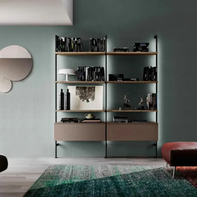 libreria a muro con pensile