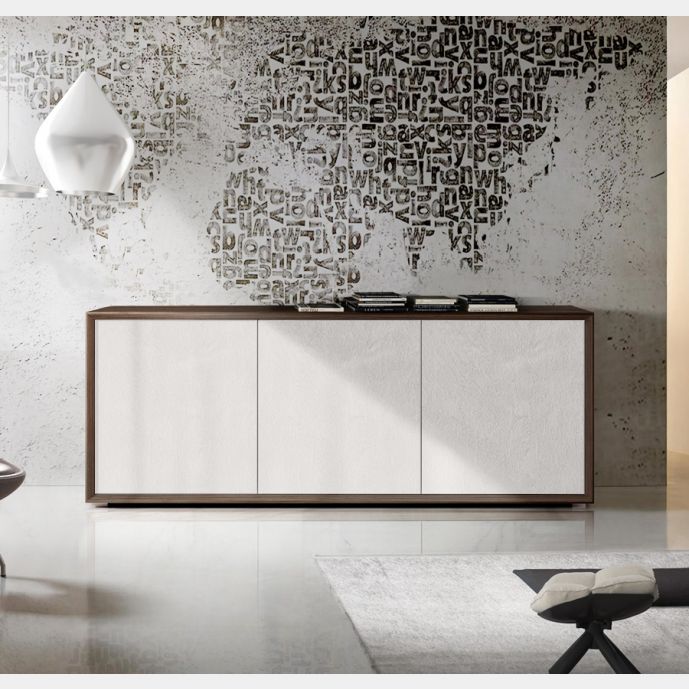 Credenza Moderna, Madia di Design, 3 ante, Teak e Calce