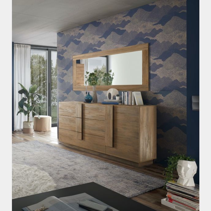 Credenza 3 cassetti e un'anta, finitura Mercure