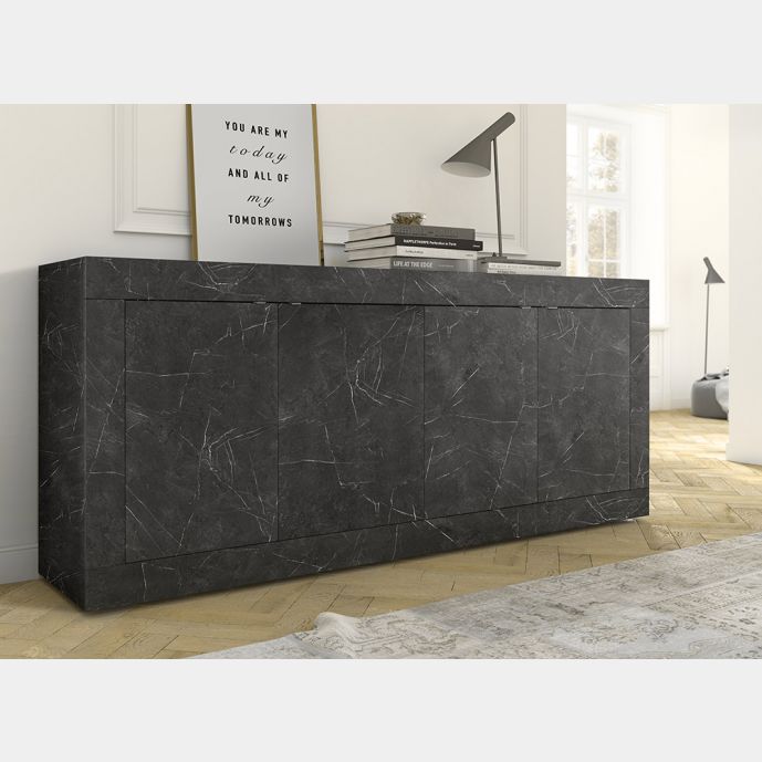 Credenza Moderna Effetto marmo, Madia di Design, 4 ante