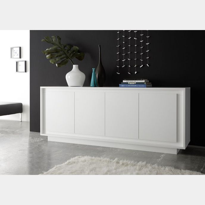 Dama Wh XL credenza madia moderna 4 ante ante bianco lucido 241cm