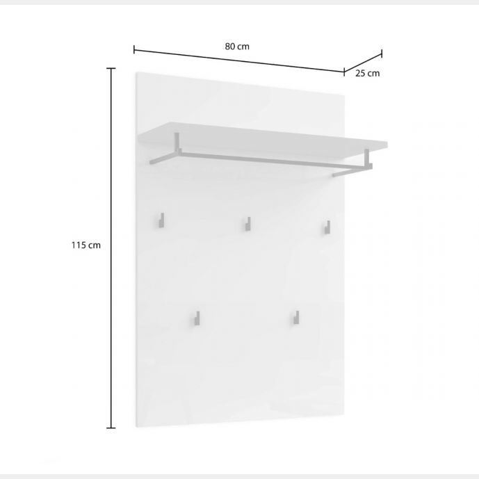 Appendiabiti da ingresso colore Bianco laccato lucido e Castagno, Made in Italy