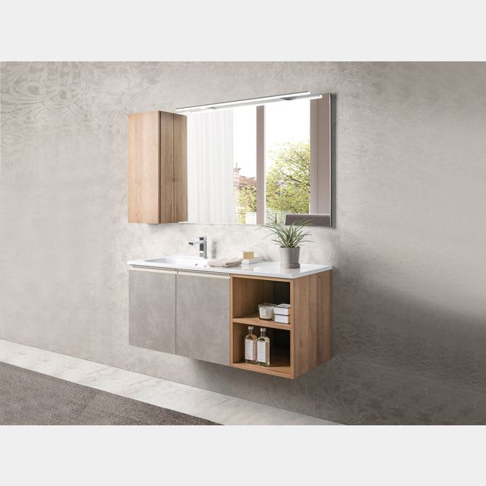 Cubo contenitore in legno per colonna bagno