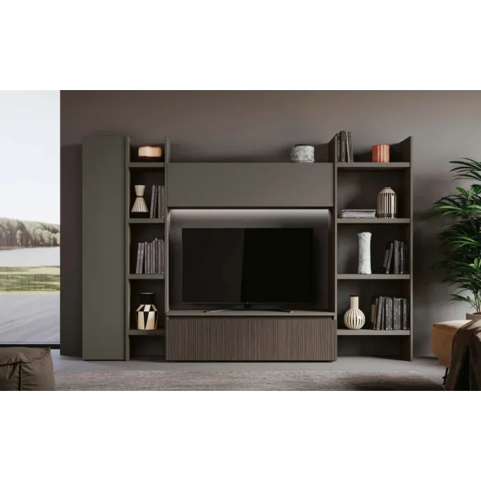 parete con libreria