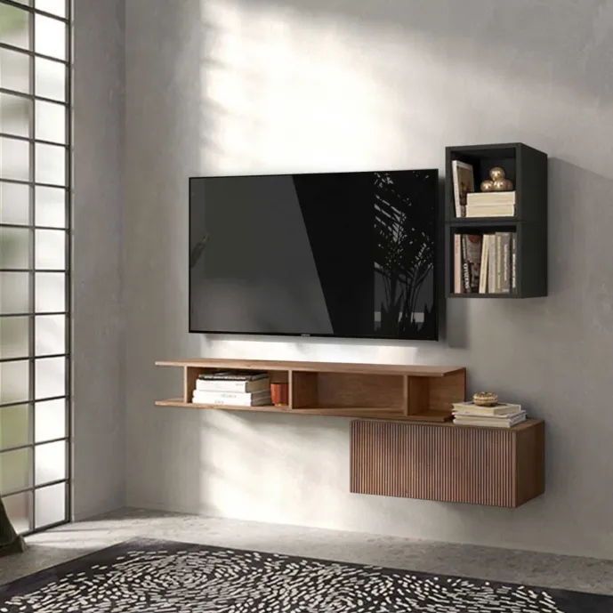 parete porta tv cannettata