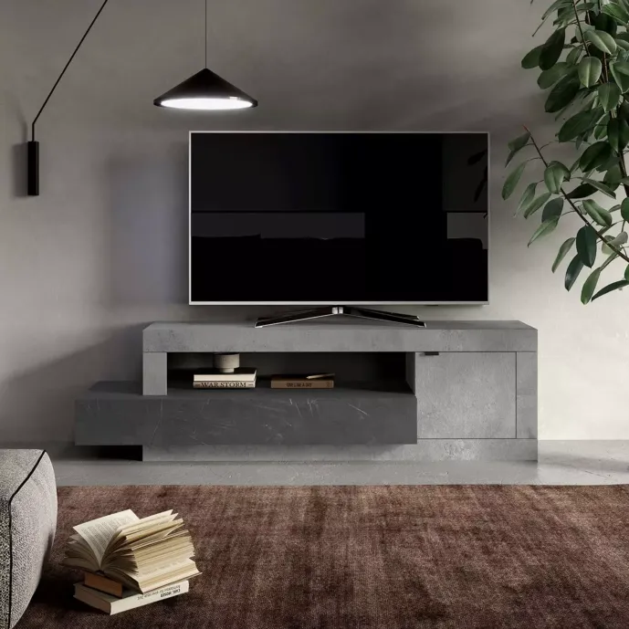 porta tv con cassetto grigio