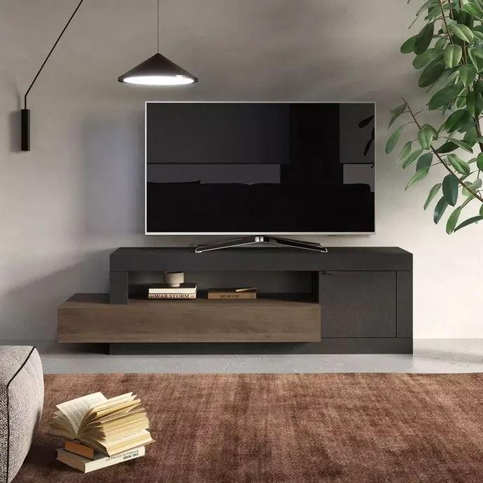 mobile tv legno e grigio