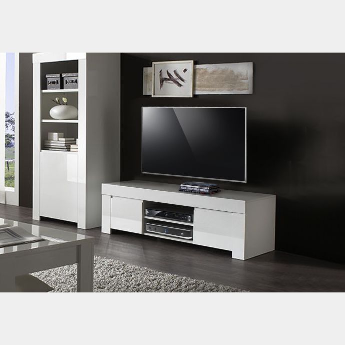 Porta TV "Alba" Moderno di Design, Laccato Bianco Lucido