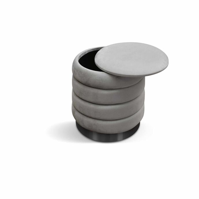 pouf con contenitore grigio