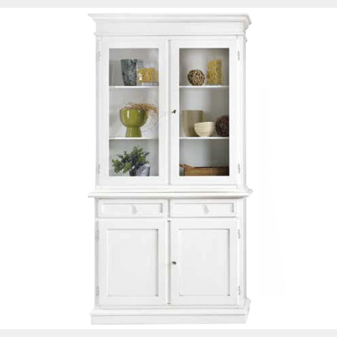 Vetrina in legno finitura bianco opaco, con 2 porte 105x42 H.185