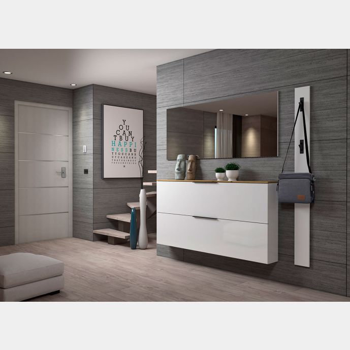 Scarpiera orizzontale Bianca, top Rovere, spedizione gratuita