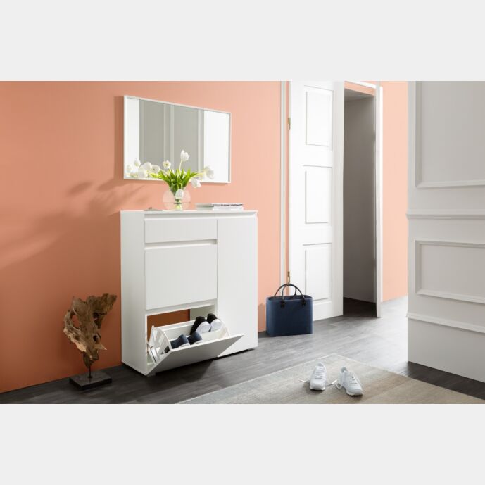 Economica e spaziosa scarpiera L.98 finitura Bianco opaco 