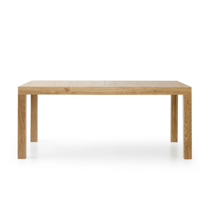 Tavolo di design allungabile in legno, finitura rovere consumato, apertura con binario