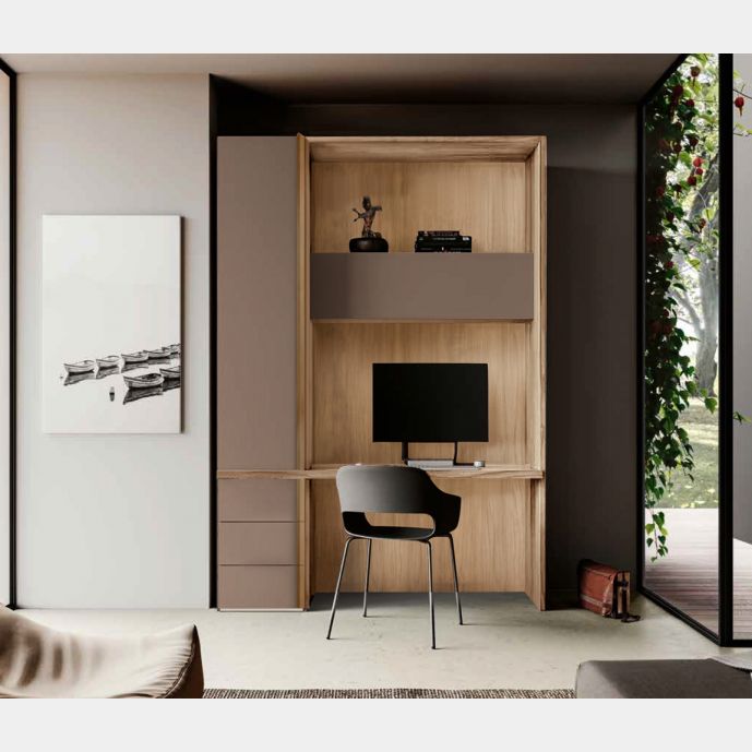 Zona studio per Smart working in Noce Biondo e Bronzo