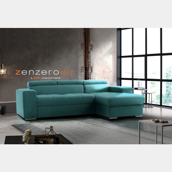 Divano moderno trasformabile Pilatus, divano letto Verde Smeraldo, made in Italy